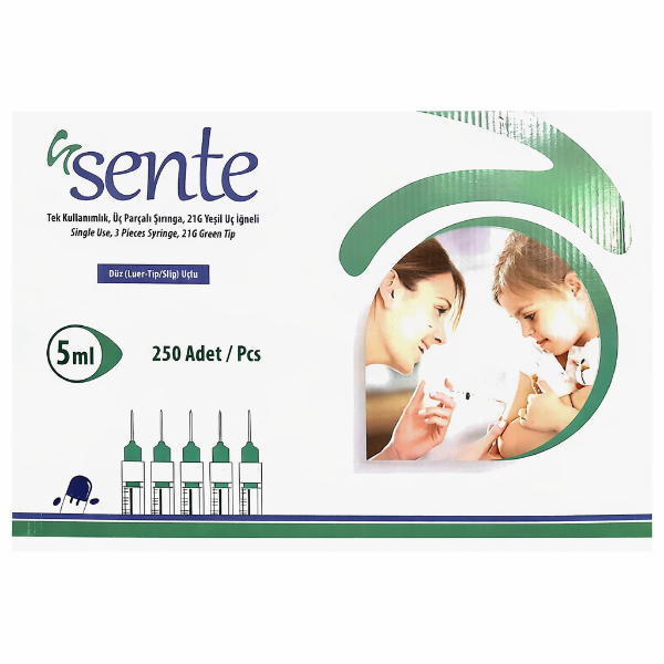 Sente Enjektör 5 cc 3 Parça Yeşil 250'li